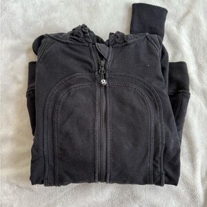lululemon athletica Black zip jacket with ruffle hood, rare!